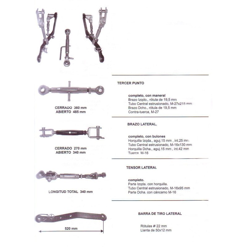 Pasquali Hook Kits Pasquali Side Draw Bar Kit, Side Tensioner, Side Arm, Third Point